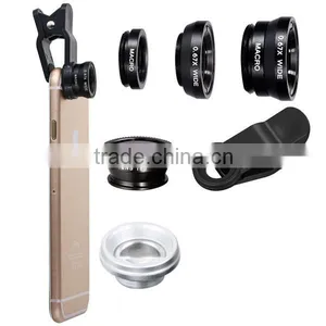 Fish Eye + Macro + Wide Angle Lens 3 In 1 Universal Clip Camera Mobile Phone Lens for Iphone 6 thumbnail-1