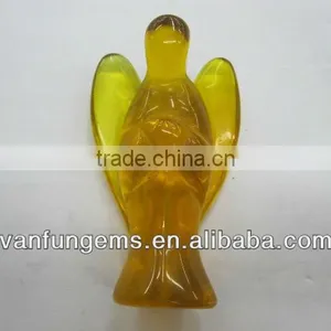 Yellow Glass Carved Angel thumbnail-1