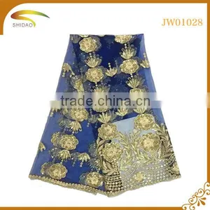 Latest Italy French Gold Decorative Embroidery 3D Patterned Chiffon Silk Fabric Market in USA thumbnail-1