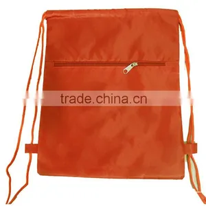 Blank Logo Canvas, Polyester Drawstring Backpack Bag With Front Pocket thumbnail-3