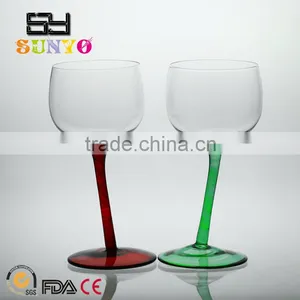 Embossed Green Colored Stem Wine Glass With Brilliant Layer thumbnail-1