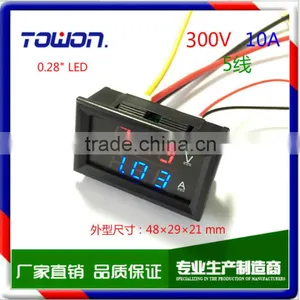YB27VA Dual Display Meter Red Blue LED Car 0-300V/10A Motorcycle DC Amp Meter Volt Gauge Voltmeter Ampere 2-in-1 thumbnail-1