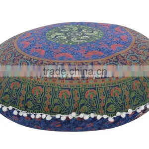 Large Floor Cushions Indian Outdoor Pillow Cover Decorative Throw Pillows Pom Pom Roundie Boho Cushion Cover thumbnail-1