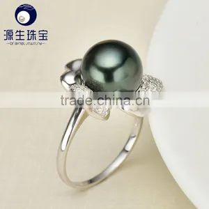 2016 New Ring Design Arrival Black Pearl Engagement Rings of Competitive Price thumbnail-3