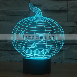Christmas Gift !3D Illusion Bulbing Night Light Lamp 7 Color Change Touch Switch Novelty Pumpkin Mini Light For Hallowen thumbnail-1