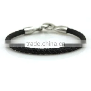 Magnetic Stainless Steel Cow Leather Bracelets,round Cord Wristbands,real Leather Bracelets Cuff thumbnail-2