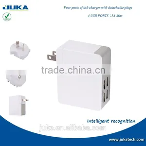 4 Port Usb Travel Charger With Exchangeable Plugs thumbnail-2