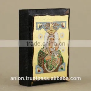 Greek & Russian Orthodox Wooden Icon. Mother God. Hodegetria. Small Size thumbnail-4