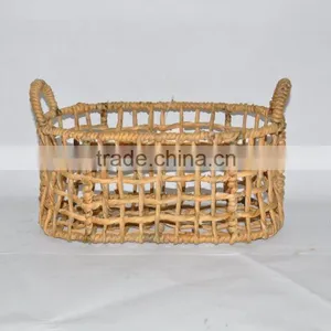 Water Hyacinth Storage Basket With Iron Frame thumbnail-3