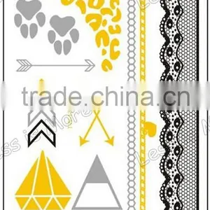 Wholesale Fashion Design Body Art Gold Metal Flash Tatoos thumbnail-1