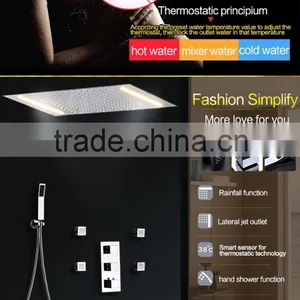Led Shower Complete Set 3 Way in Wall Thermostatic Shower Faucet With 360*500mm Electric Shower + 6 Pcs Massage Body Jets thumbnail-3