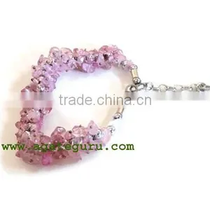 Rose Quartz Chips Bracelet : India Chakra Bracelet Wholesaler thumbnail-1