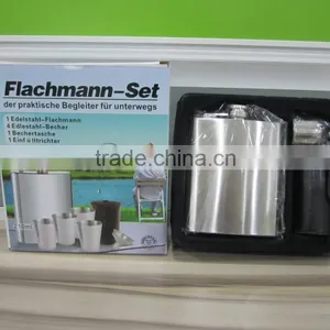7oz Hip Flask Set With 4pcs Cup in Leather Bag and Large Funnel in Gift Paper Box thumbnail-1