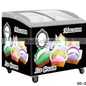 Best Seller Curved Glass Double Door Ice Cream Chest Freezer thumbnail-4