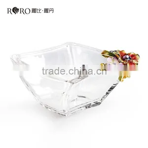 RORO Craft Gift Home Decorative Metal Fruit Plate Wedding Gift and Craft Crystal Decoration thumbnail-1