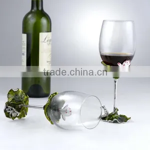 RORO Harmony Water Lily Enamel Crystal Glass Red Wine Glass thumbnail-1