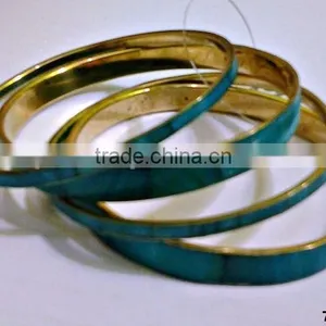 Brass Metal & Wood Fashion Bangle Bracelet Set thumbnail-3