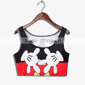 2015 Women Crop Tops Wholesale Sublimation Cartoon Print Custom Design N7-38 thumbnail-1
