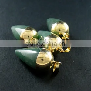 15x30mm Water Drop Shape Gold Plated Green Aventurine Jasper Jade Power Stone Pendant Charm DIY Supplies 1850208 thumbnail-3