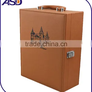 Light Brown Leather Wine Box/packaging Customized Logo Printing thumbnail-1