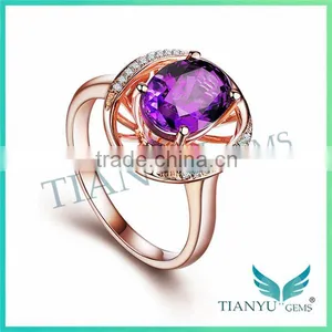 New Style Purple Diamond Ring Rose Gold Wedding Ring for Women thumbnail-2