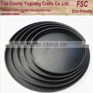 Round Black Wooden Tray for Hotel thumbnail-1