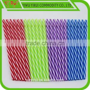 Striped Hard Plastic Straight Drinking Straw With Plastic Circle thumbnail-1