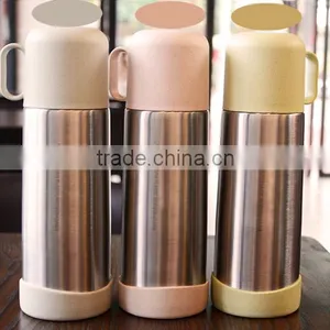 Double Wall Insulated Vacuum Bottle Stainless Steel Sport Water Bottle With Plastic Water Cup thumbnail-1
