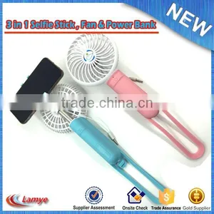 2016 New Arrival Mini Monopod Selfie Stick Standing Fan With Power Bank thumbnail-5