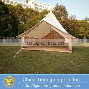 Beige Color Customized Tulip Bell Tents Camping Cotton Canvas Bell Tent thumbnail-1