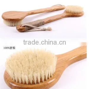 Cy304 Dry Skin Natural Bristle Brush Soft Handle Pouch Brush SPA Brushes Bath Shower Bristle Brush With Long Bamboo Handle thumbnail-3