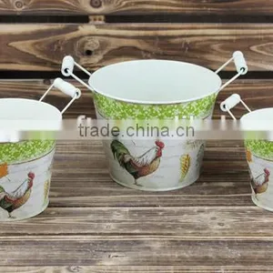 Hot Selling Antique Metal Bucket Chicken Dacal Metal Pail, Flower Metal Bucket thumbnail-1