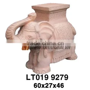 White Wash Vietnam Garden Ornament Color Clay Elephant thumbnail-1