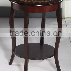 Wooden Round Coffee Table With Flower Sticker thumbnail-1