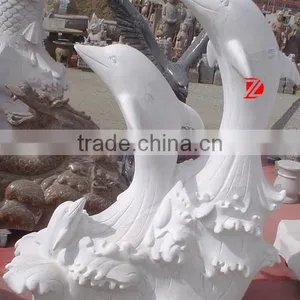 White Stone Dolphin Statue for Garden Decoration thumbnail-1