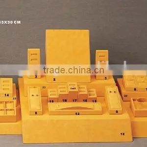 New Design Custom Shop Decoration Yellow Velvet Jewelry Display Set thumbnail-1