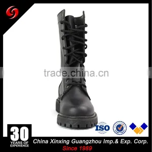 Black Genuine Leather 10 Holes Steel Toe Military Combat Boots thumbnail-2