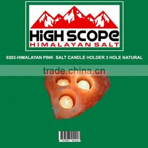 HIMALAYAN PINK SALT NATURAL TEA LIGHT CANDLE HOLDER THREE HOLES thumbnail-1