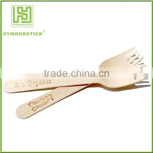 Custom Printing Logo Disposable Wooden Chip Forks thumbnail-6