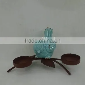 Novelty Ceramic Bird With Rusty Metal Trunk thumbnail-6