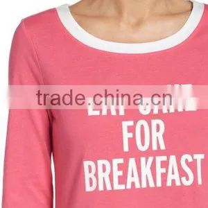 Ladies Sleepwear Nightwear Women Comfy Cotton Blend Crewneck Three-quarter Sleeves Sleep Shirt Nightshirt Cotton Dress thumbnail-5