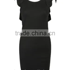 2016 Sexy Black Open Back Ruffle Knit Bodycon Evening Dress HSD2207 thumbnail-4