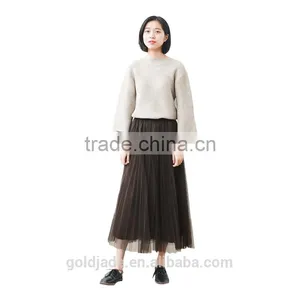 2016 Customized Manufacture Fashionable Wholesale Women's Plain Color Chiffon Double Layer Ladies Skirt thumbnail-2