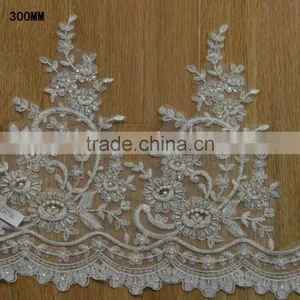 Newest Fancy Handmade Beaded Bridal Wedding Dress Lace Border Trim thumbnail-1