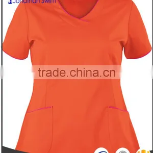 2017 Fashion V-neck Women Design Design Hospital Scrubs Uniforms thumbnail-4