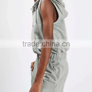 Cheap Sport Suit Hooded Women Playsuit Gym Wear Running Hooded Tops and Shorts thumbnail-2