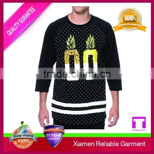 New Design 100% Cotton 3/4 Sleeve Raglan t Shirt , High Quality Wholesale Printing Custom Accepted thumbnail-5