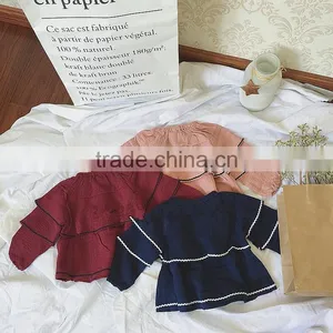 1-4 Years 2017 Wholesale Autumn Cotton Full Sleeves Wave Kids Girls Blouses thumbnail-1