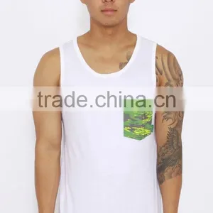 Custom Cotton Breathe Freely Absorbent Water Tank Top With Pocket thumbnail-2