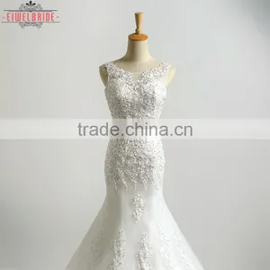 Long Floor-length White Wedding Dress Mermaid thumbnail-2